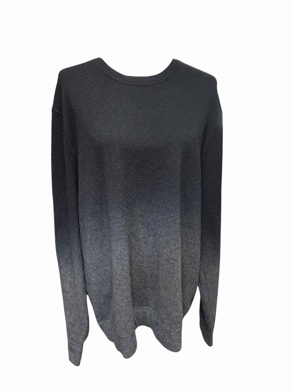 Vince Womens XL Wool Cashmere Ombré Crew Neck Sweater Gray Black Luxury
